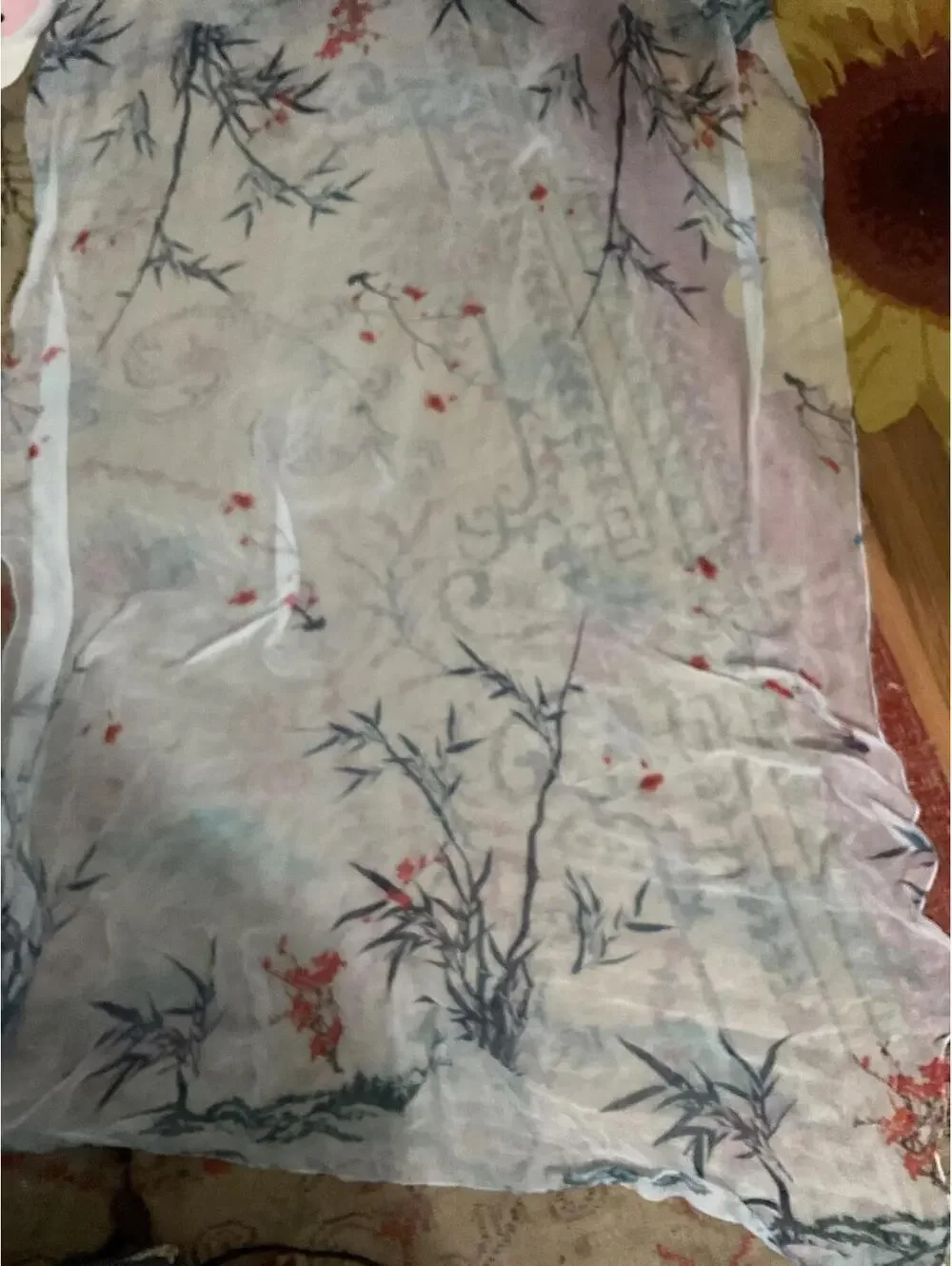 Lightweight Sheer Floral Print Scarf 72” x 56”